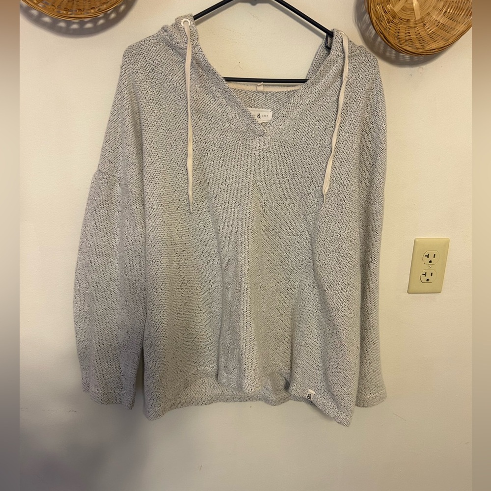 Gray and white hooded sweatshirt, medium